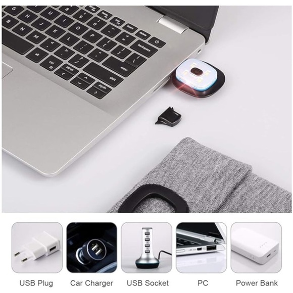 $18 for 2 Unisex 4 LED USB Flashlight Head Lights Hat for Winter - Picture 7 of 7